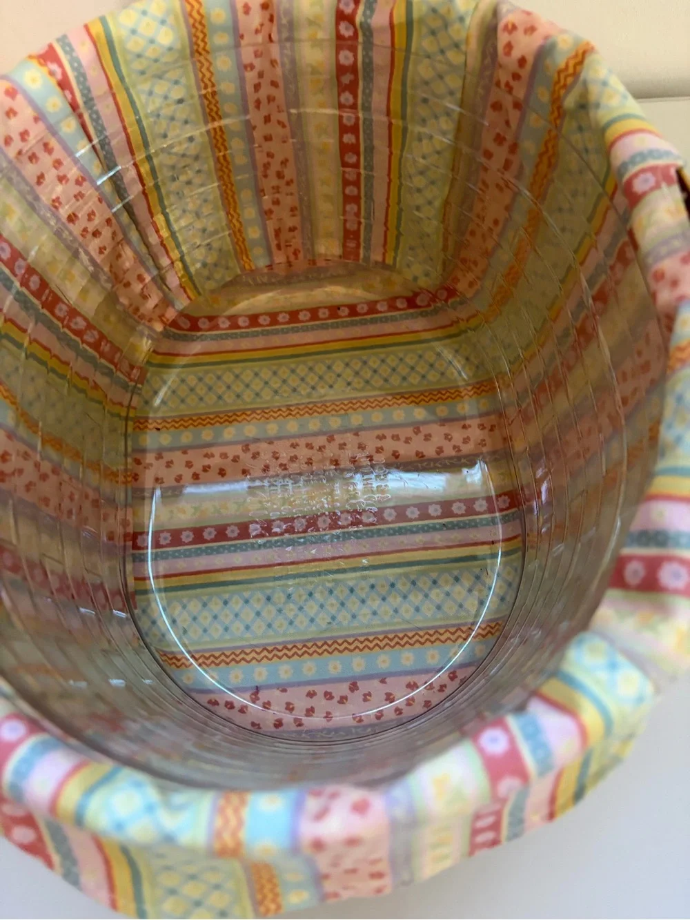 Longaberger 2008 Large Easter Pastel Multi-Stripe Lined Woven Basket